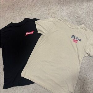Coors and Budweiser T-Shirts - Black and Tan Sz M